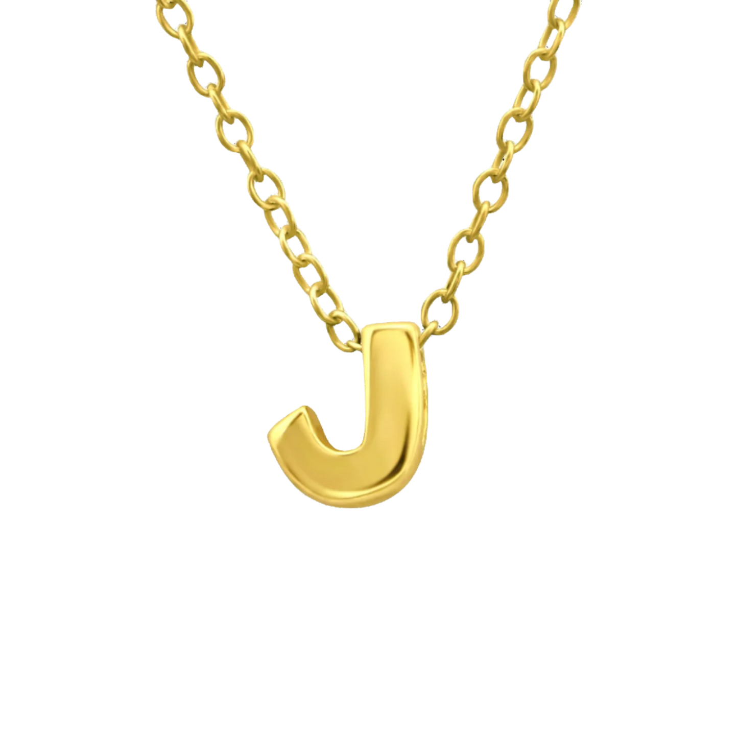 Gold J initial necklace