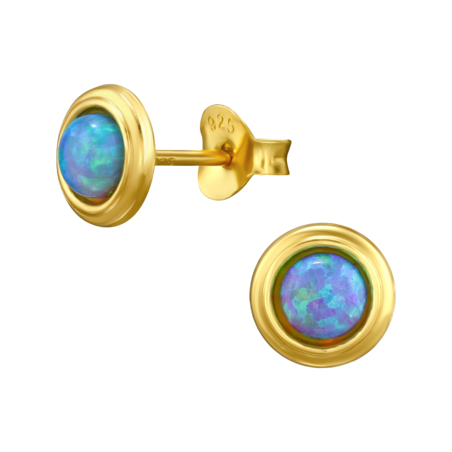 gold azure opal ear studs. Sterling silver jewellery from April Child australia