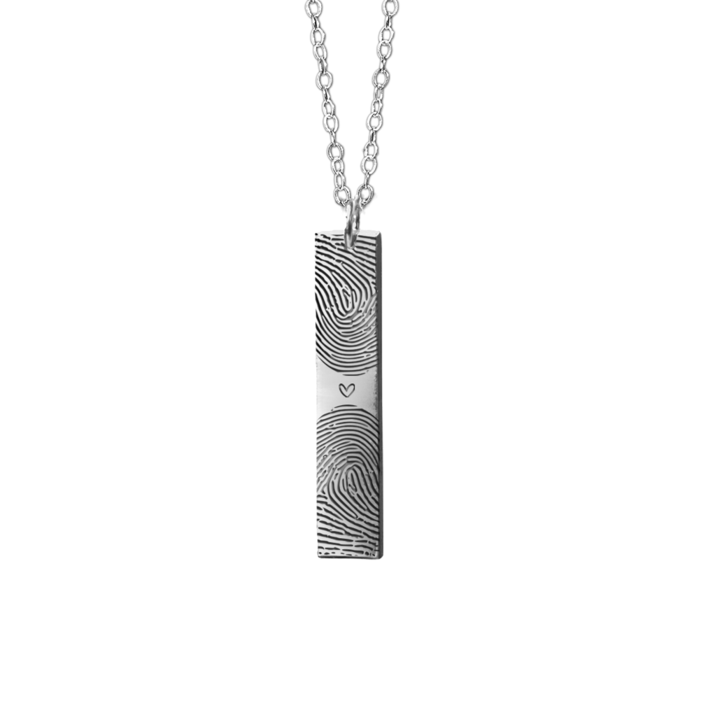 silver custom fingerprint necklace- duo fingerprint necklace for couples- keepsake jewellery- april child