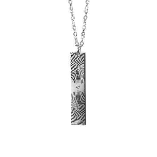 silver custom fingerprint necklace- duo fingerprint necklace for couples- keepsake jewellery- april child
