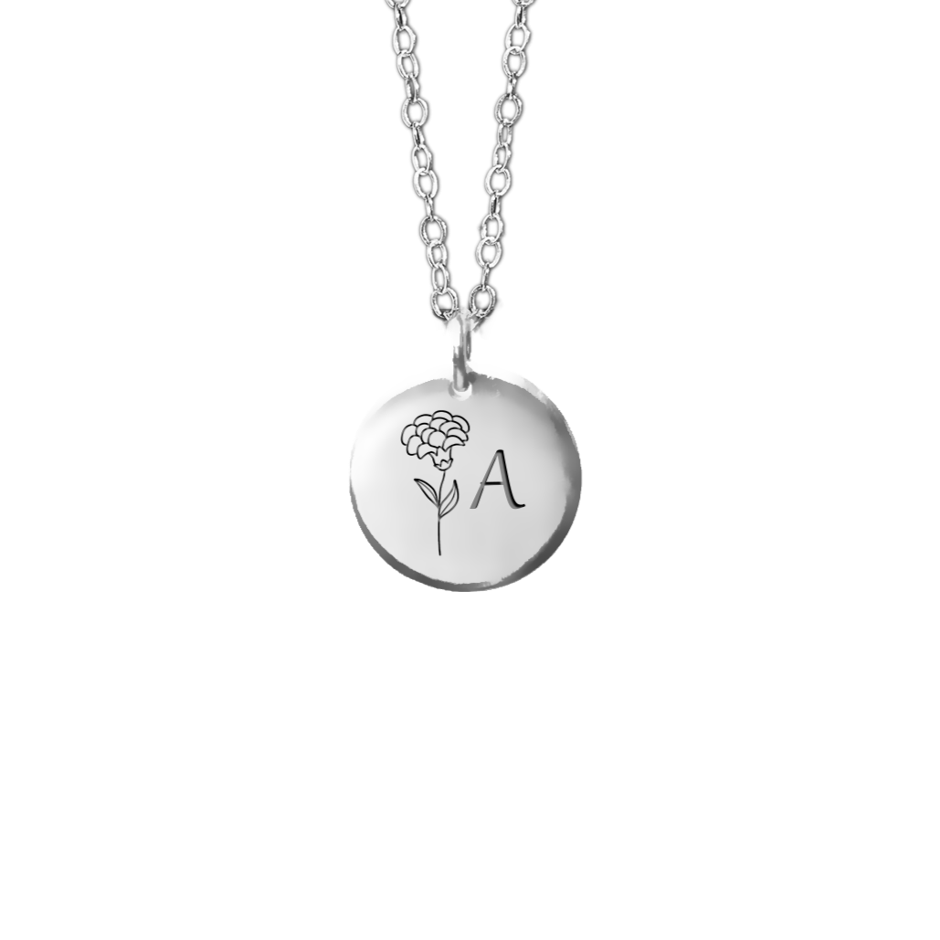 'Initial Botanica' Birth Month Flowers and Initial Necklaces