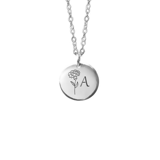 'Initial Botanica' Birth Month Flowers and Initial Necklaces