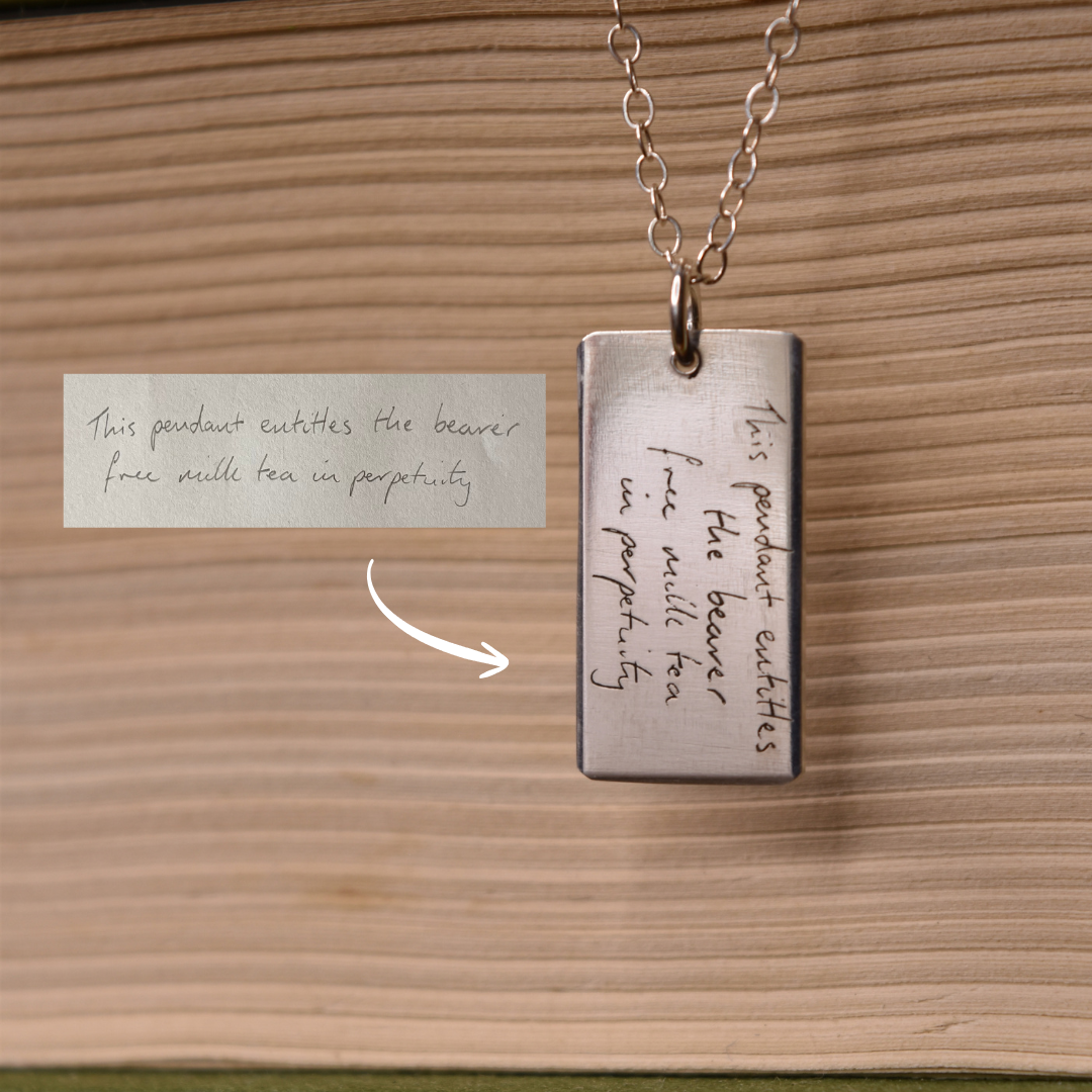 Rectangle 'Written For You' Handwriting Necklace
