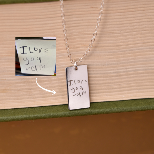 Rectangle 'Written For You' Handwriting Necklace