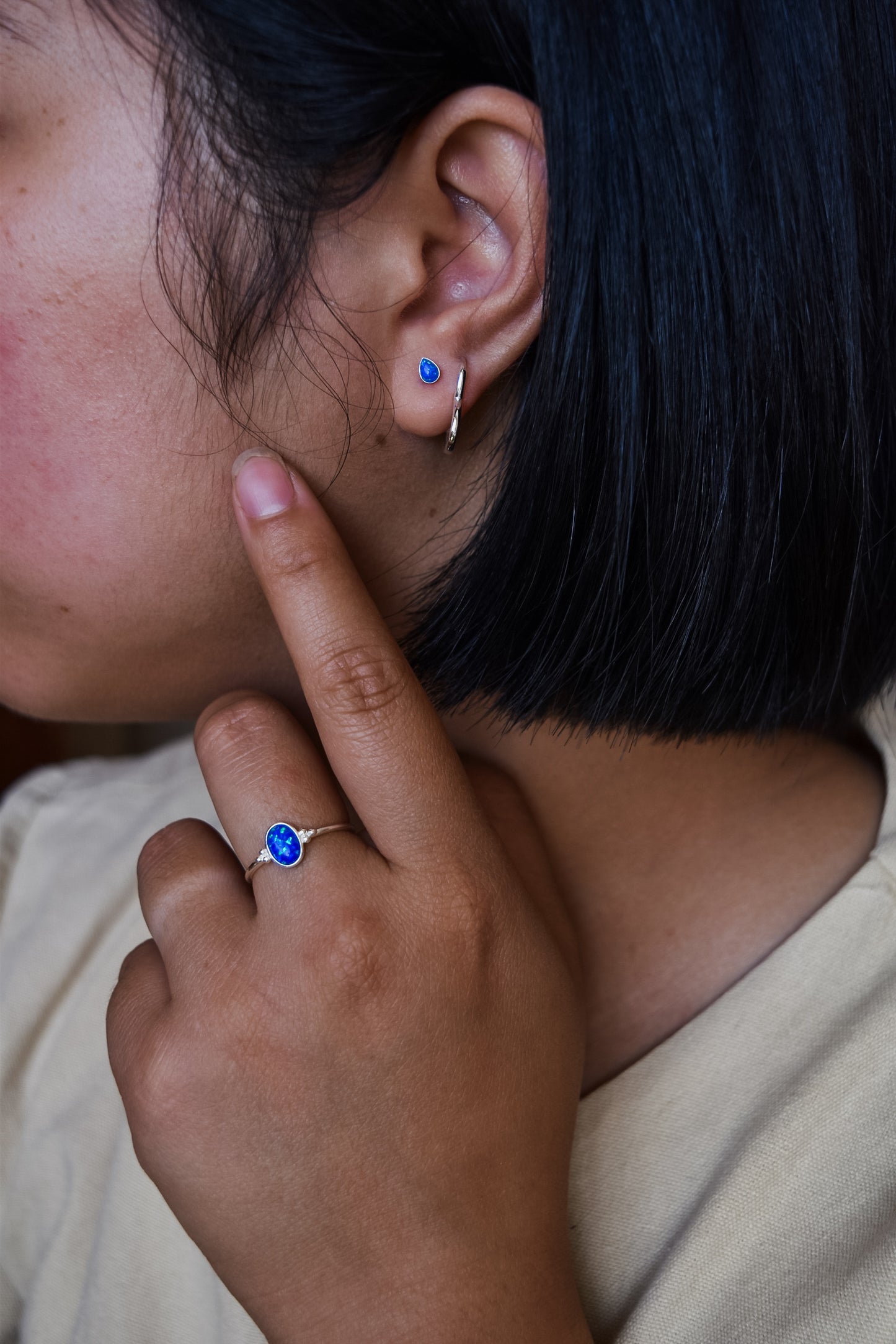 Pacific Blue teardrop studs