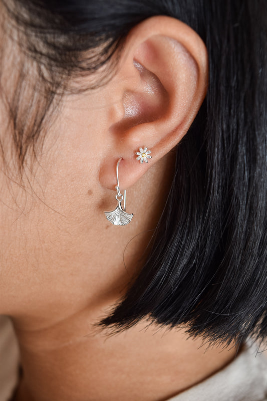 Sterling silver daisy studs with yellow cubic zirconia stones