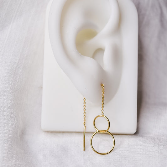 Gold Double hoop threaders
