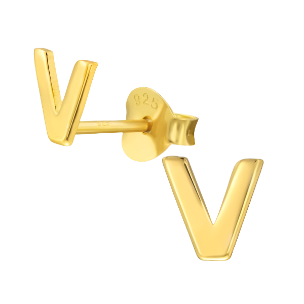 Gold V initial studs