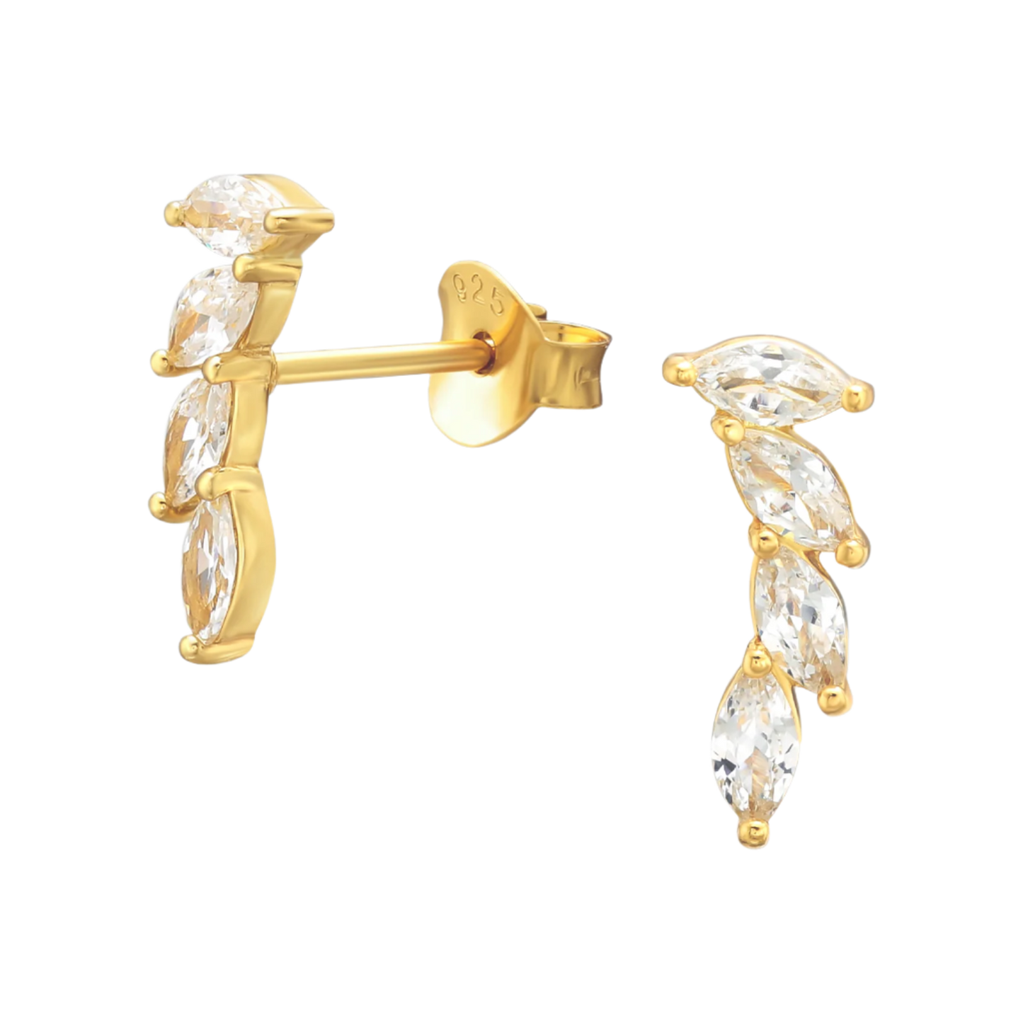 Gold CZ crystal studs, sterling silver April Child