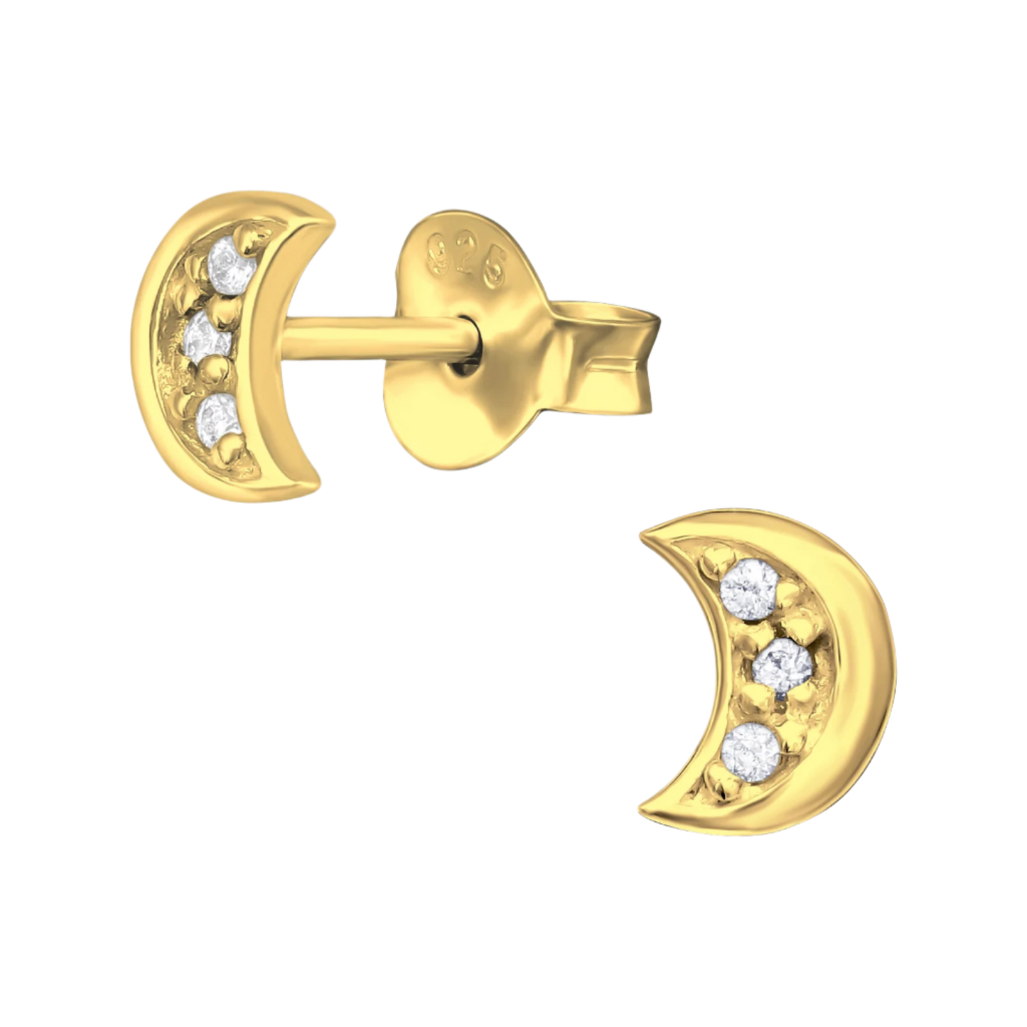 Gold CZ crystal small studs, sterling silver small studs by April Child