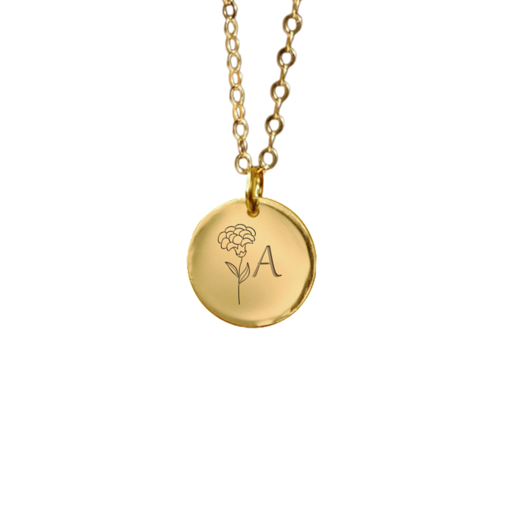 'Initial Botanica' Birth Month Flowers and Initial Necklaces