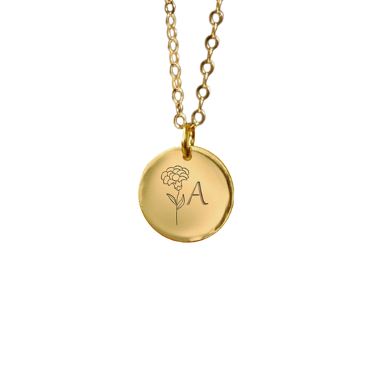 'Initial Botanica' Birth Month Flowers and Initial Necklaces