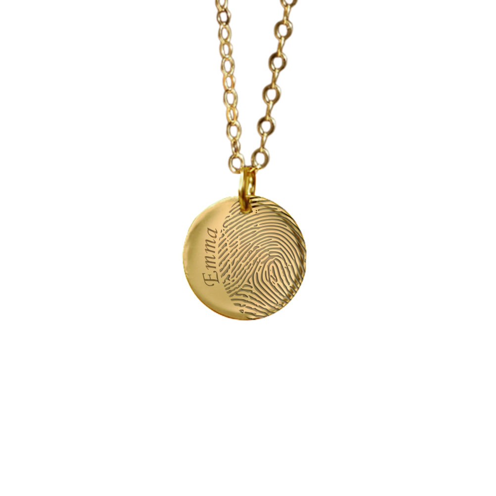 Round 'Within Your Touch' Fingerprint & Name Necklaces