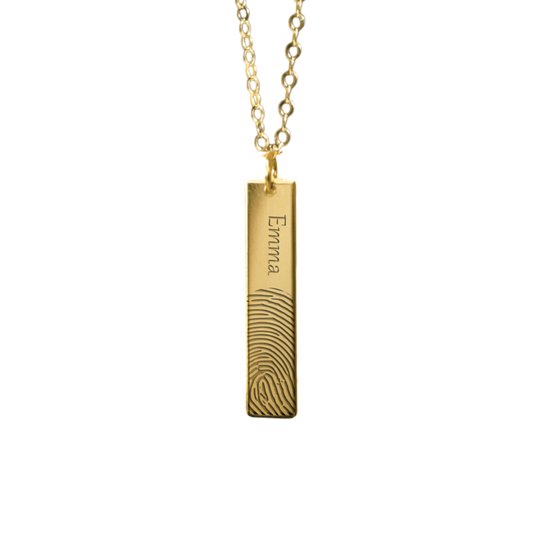 gold custom fingerprint and name necklace- keepsake jewellery- fingerprint jewellery- april child