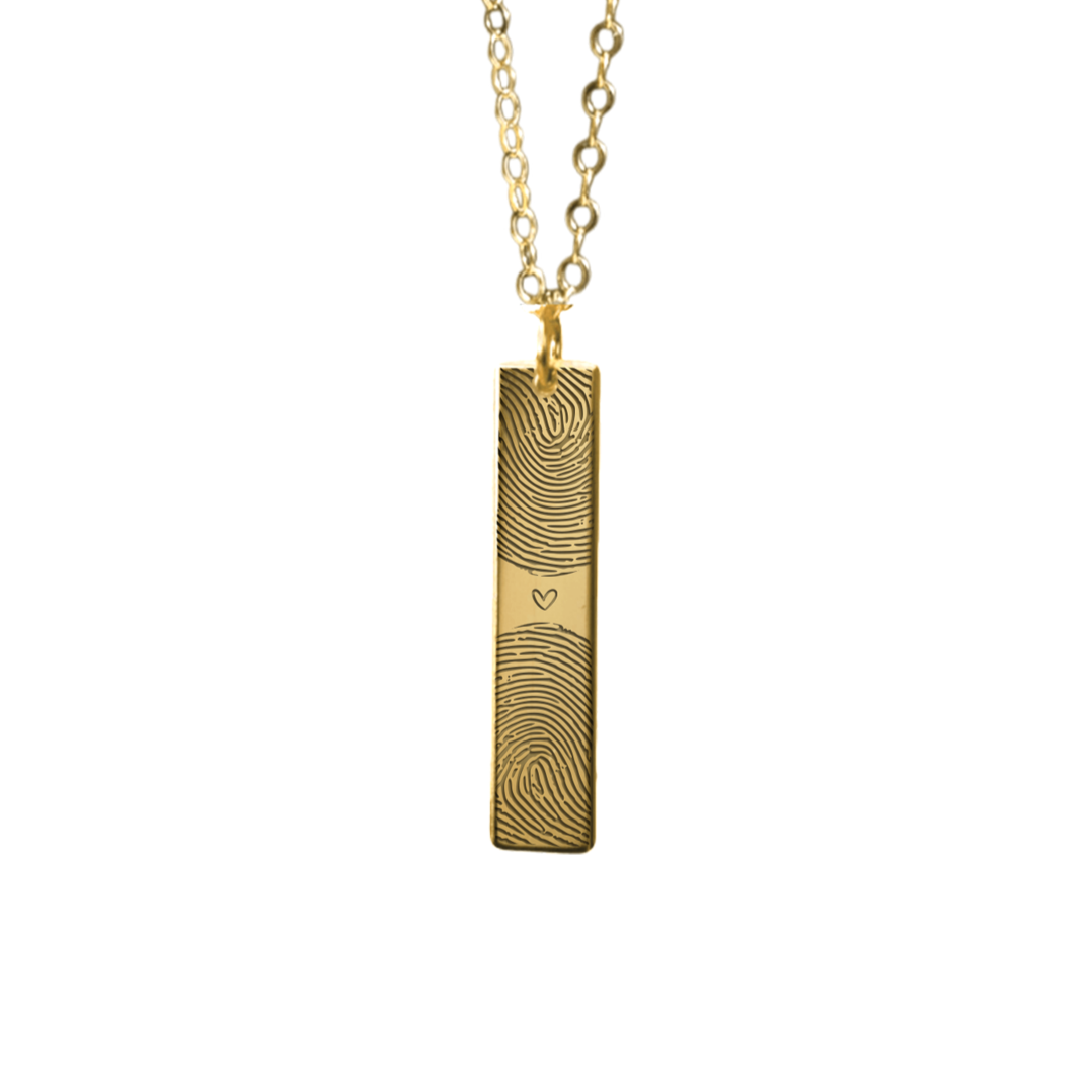 gold custom fingerprint necklace- duo fingerprint necklace for couples- keepsake jewellery- april child