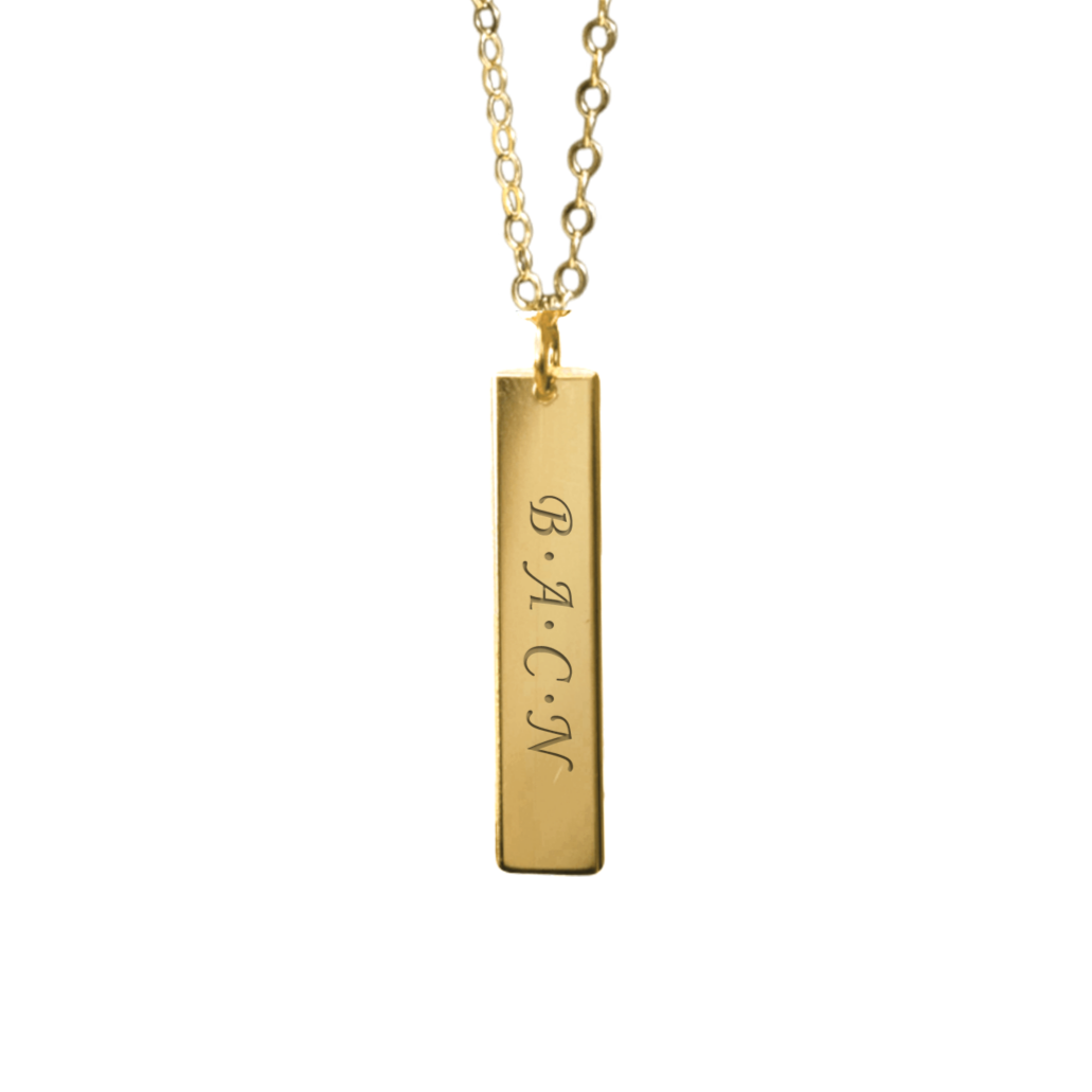 gold bar custom name necklace- custom initial necklace- april child