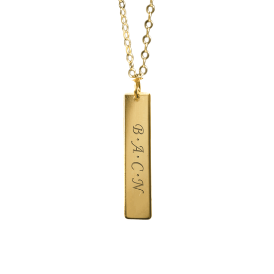 gold bar custom name necklace- custom initial necklace- april child