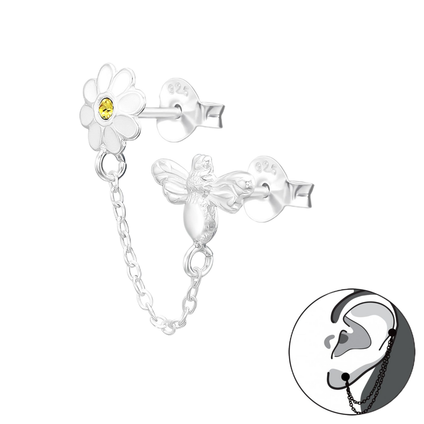 Daisy bee double earrings- 1 PIECE