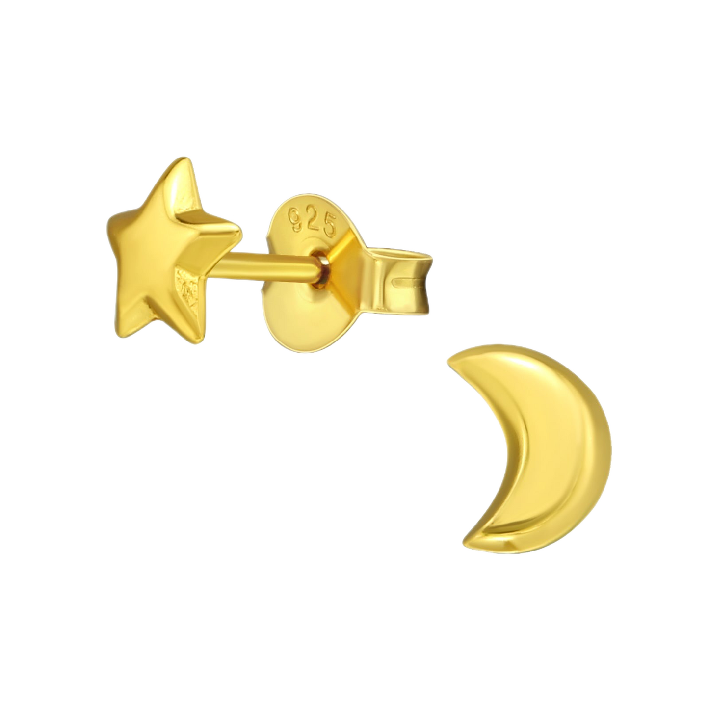 Gold Moon & star studs
