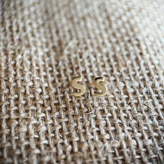 Gold S initial studs