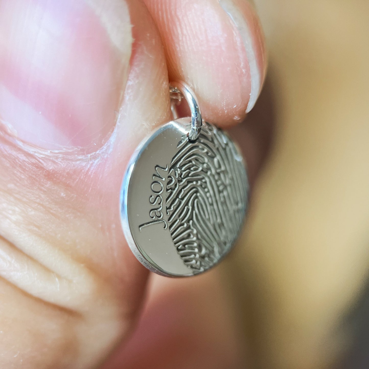 Round 'Within Your Touch' Fingerprint & Name Necklaces
