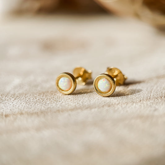 Gold White dreams studs