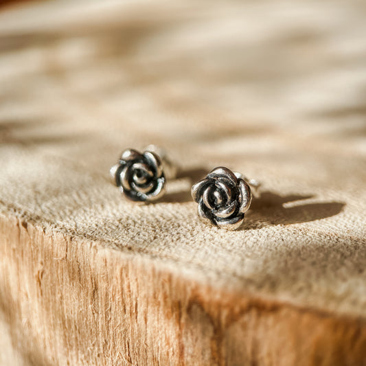 Black rose studs
