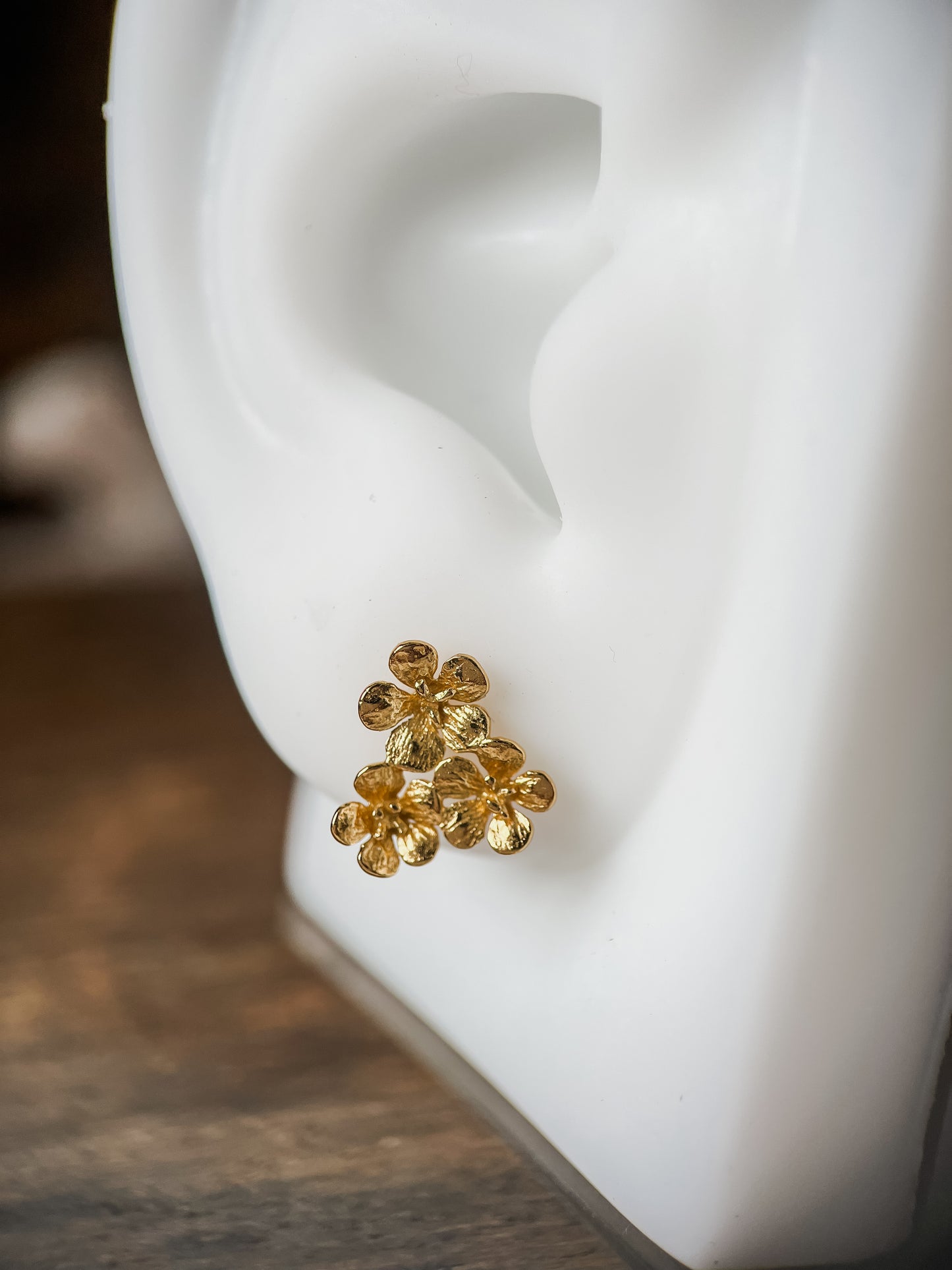 Triple Sakura studs