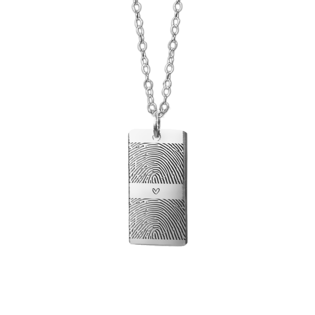 silver custom fingerprint necklace- duo fingerprint necklace for couples- keepsake jewellery- april child