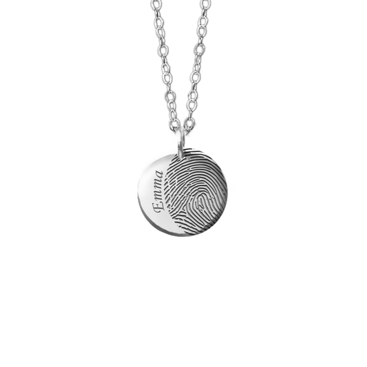 Round 'Within Your Touch' Fingerprint & Name Necklaces