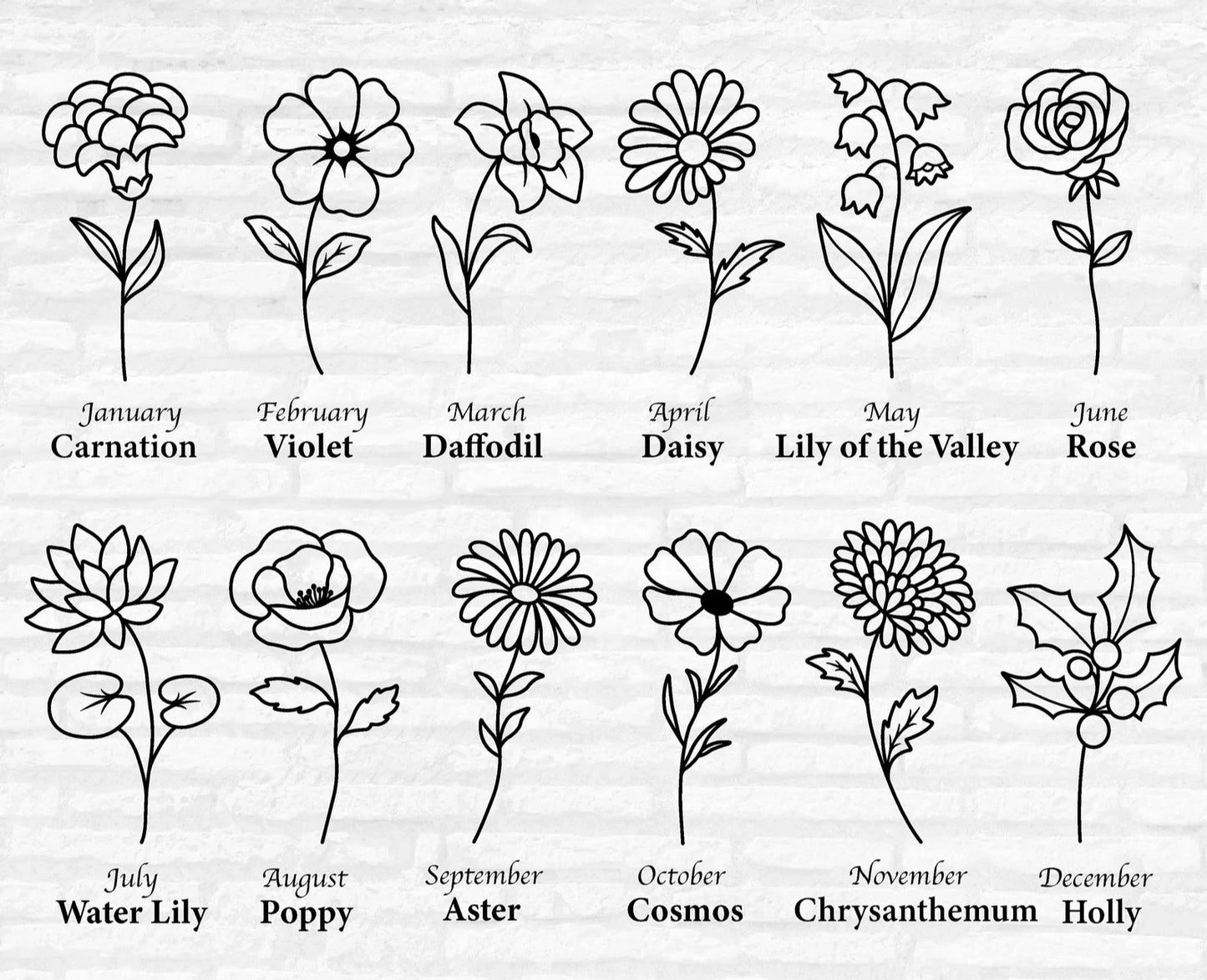 'Initial Botanica' Birth Month Flowers and Initial Necklaces