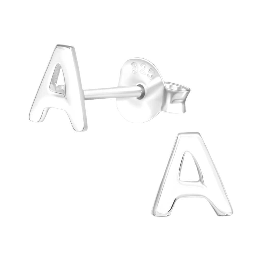 Letter A name initial sterling silver stud earrings- April child australia