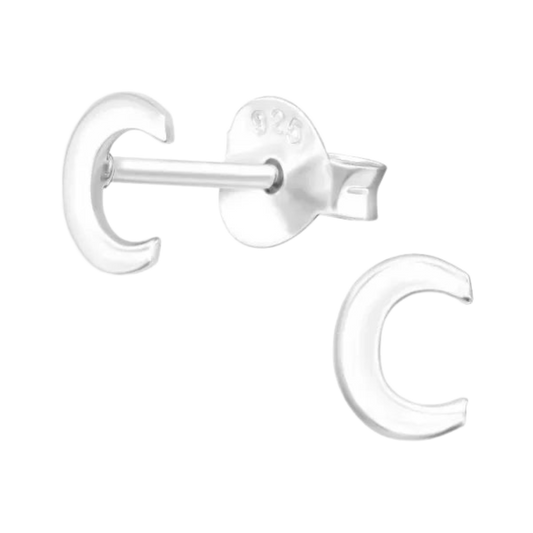 C initial ear studs made from sterling silver | april child australia