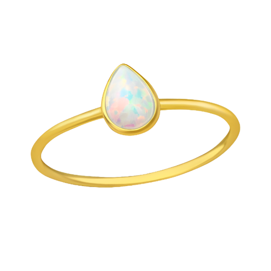 teardrop shaped opal gold sterling silver ring | april child australia