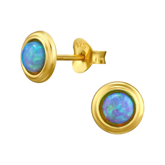 gold azure opal ear studs. Sterling silver jewellery from April Child australia