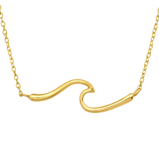 Gold wave necklace sterling silver | april child australia