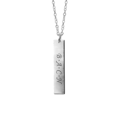 silver bar custom name necklace- custom initial necklace- april child