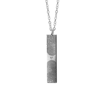 silver custom fingerprint necklace- duo fingerprint necklace for couples- keepsake jewellery- april child