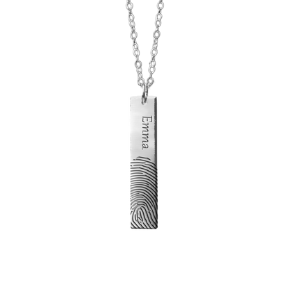 silver custom fingerprint and name necklace- keepsake jewellery- april child