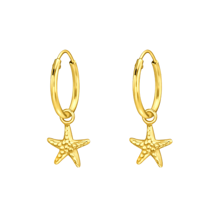 Gold Starfish hoops/ sleepers