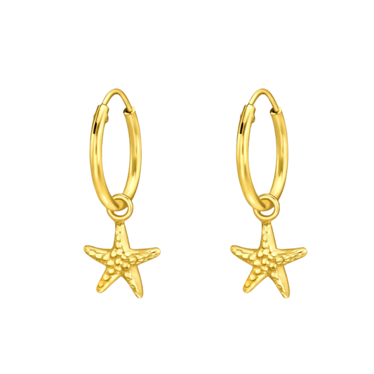 Gold Starfish hoops/ sleepers