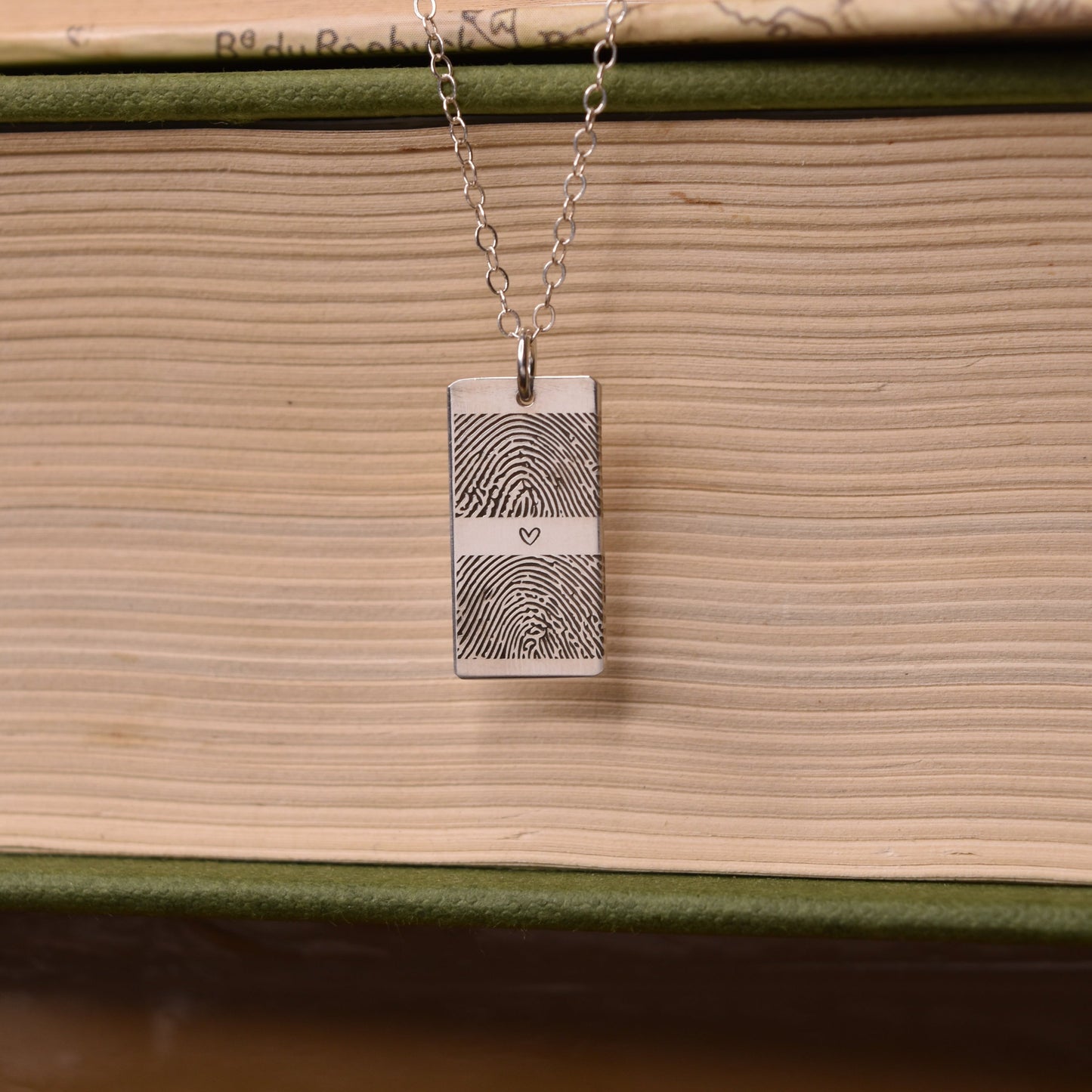 couple fingerprint necklace, necklace for couples, personalised engraved necklace- April Child