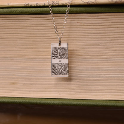 couple fingerprint necklace, necklace for couples, personalised engraved necklace- April Child