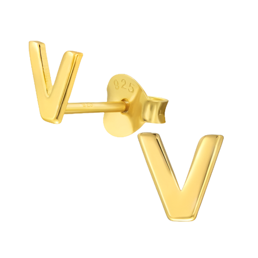 Gold V initial studs