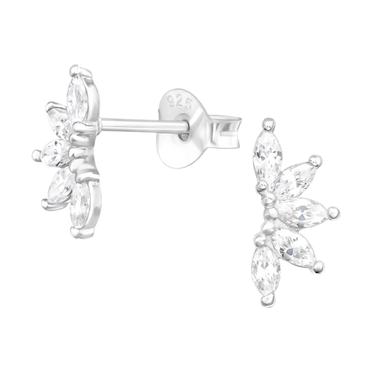 CZ crystal flower petal studs, sterling silver by April Child