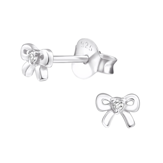 CZ crystal bow small studs, sterling silver by April Child