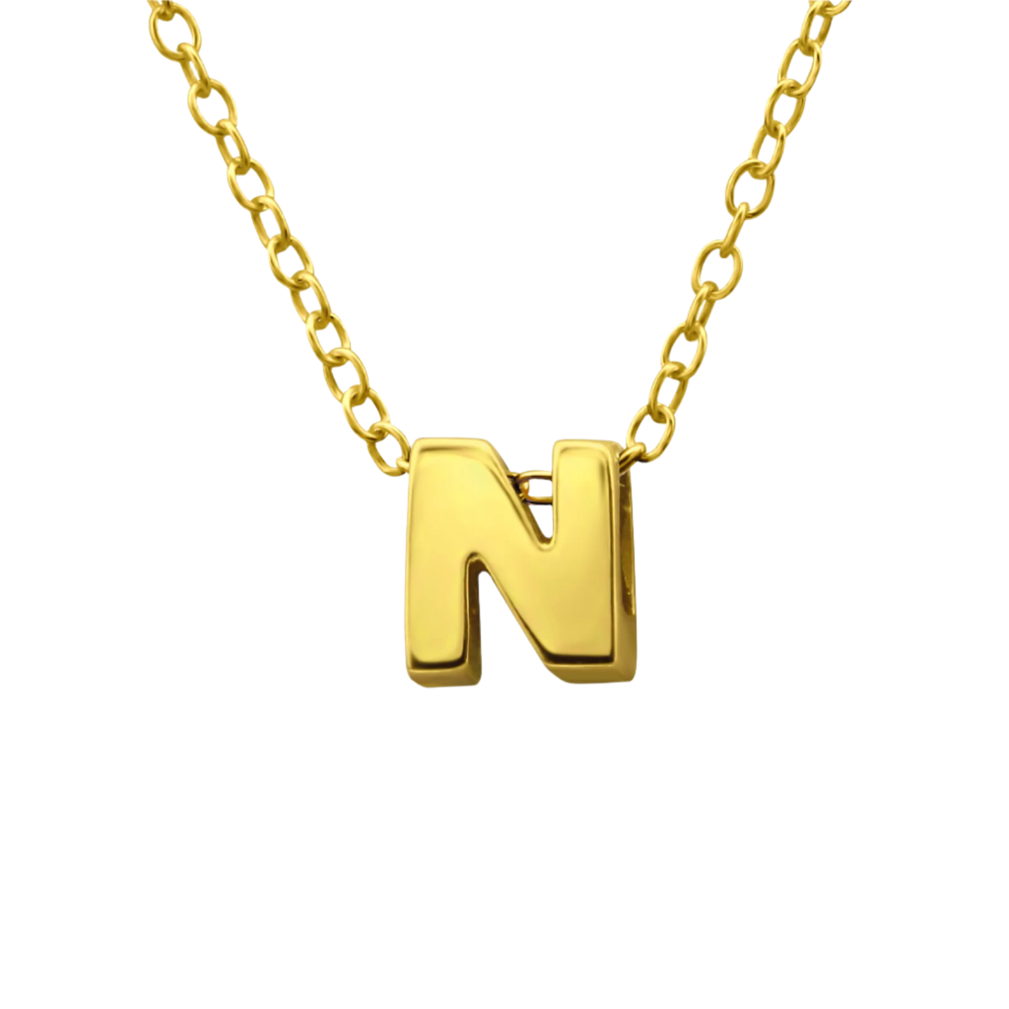 Gold plated on Sterling silver initial N necklace