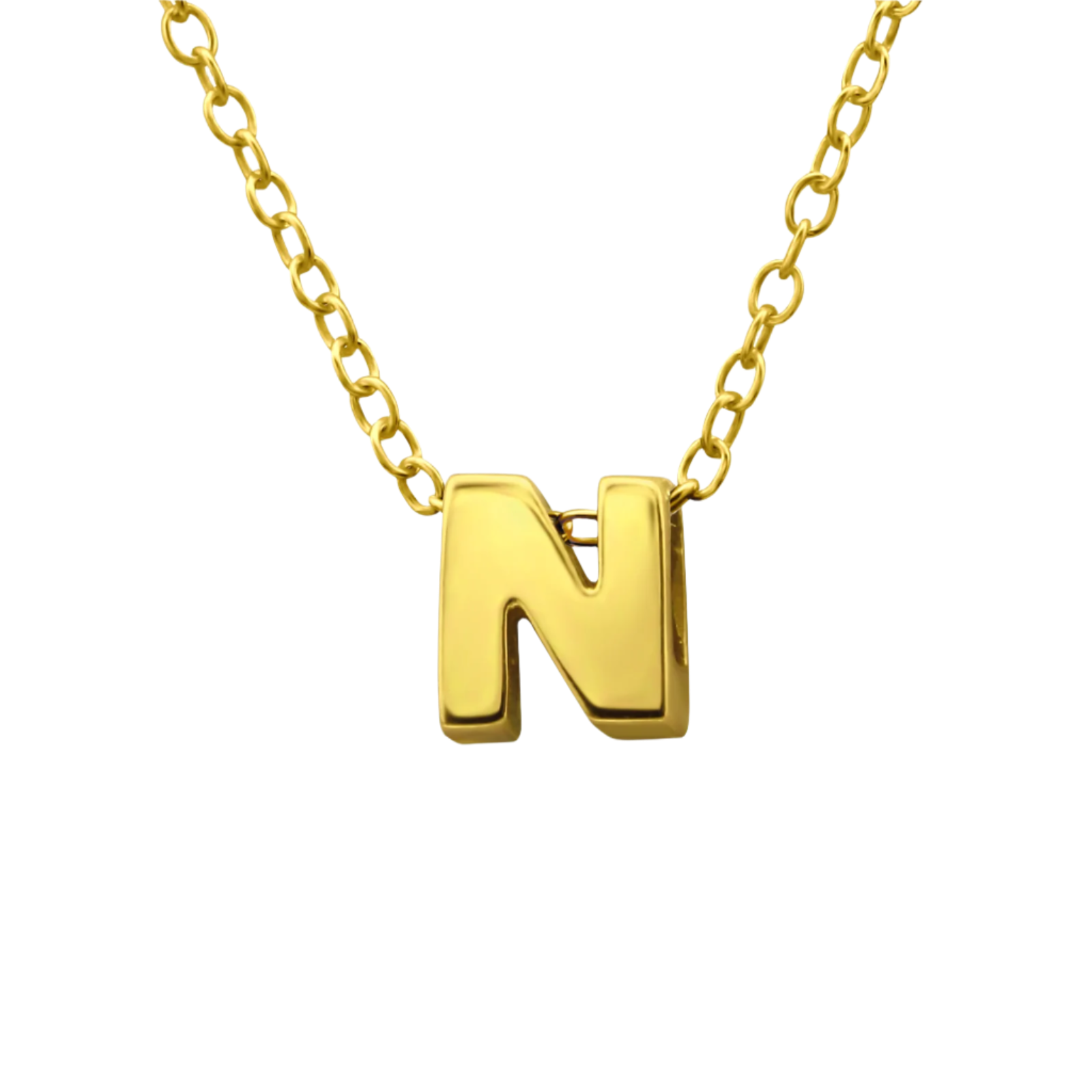 Gold plated on Sterling silver initial N necklace