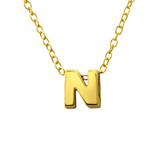 Gold plated on Sterling silver initial N necklace