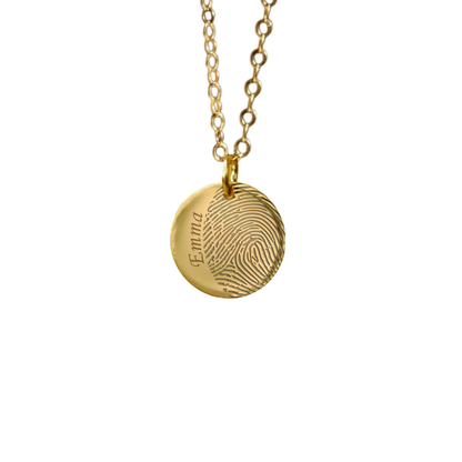 Round 'Within Your Touch' Fingerprint & Name Necklaces